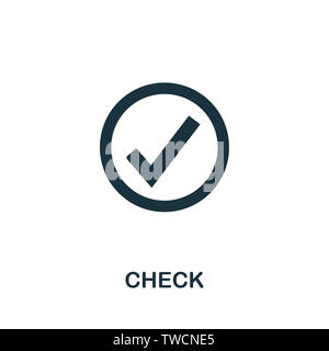Symbol prüfen. Kreative Zeichen aus Qualitätskontrolle Icons Sammlung. Ausgefülltes flaches Check-Symbol für Computer und Mobiltelefon Stockfoto
