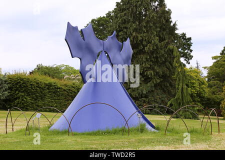 'Genghis Khan' (Phillip King, 1963/2015, Stahl), Skulptur in Wisley 2019, RHS Garden Wisley, Woking, Surrey, England, Großbritannien, Großbritannien, Europa Stockfoto