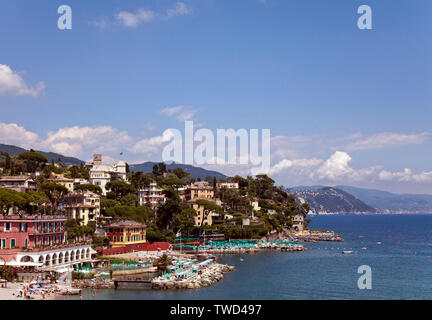 Mediterranen Küste von Santa Margherita Ligure, eine Gemeinde in der Stadt von Genua in der italienischen Region Ligurien. Stockfoto