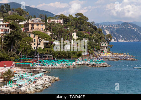 Mediterranen Küste von Santa Margherita Ligure, eine Gemeinde in der Stadt von Genua in der italienischen Region Ligurien. Stockfoto