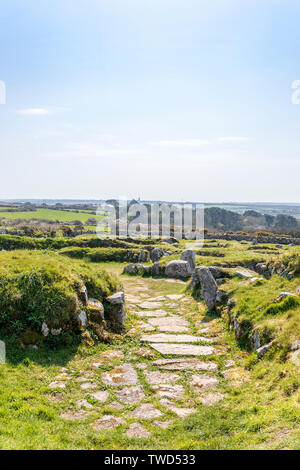 Englisches Erbe Carn Euny Alte Dorf besetzt seit der Eisenzeit Stockfoto