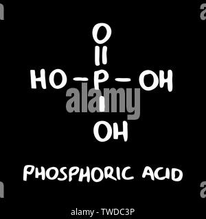 Freehand Illustration der Phosphorsäure Formel auf dunklem Hintergrund Stock Vektor