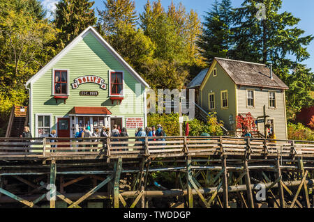 Sept. 17, 2018 - Ketchikan, AK: "Dolly's House", einem ehemaligen Bordell ein Museum und beliebte Touristenattraktion auf Creek Street. Stockfoto