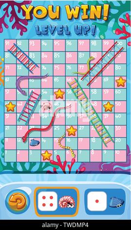 Eine schlange Ladder Spiel Vorlage Abbildung Stock Vektor