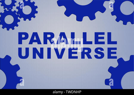 PARALLEL Universum zu registrieren Konzept Abbildung mit grünen Zahnrad Zahlen zu den hellgrünen Hintergrund Stockfoto