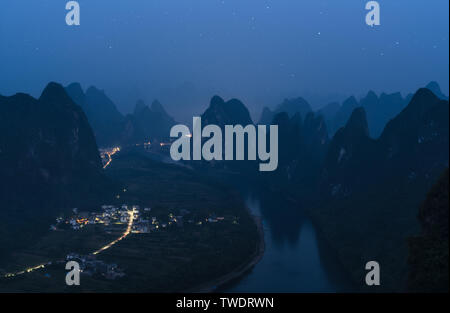 Nacht in Xianggong Berg, Xingping, Guilin Stockfoto