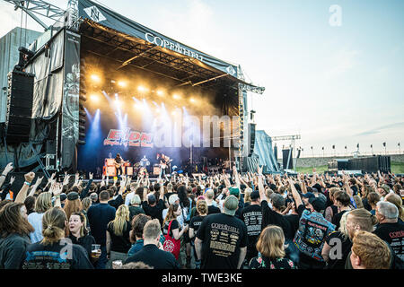 Kopenhagen, Dänemark. Juni, 2019 19. Kopenhagen, Dänemark - Juni 19., 2019. Die US-amerikanische Rockband Adler des Death Metal führt eine live während der dänischen Heavy Metal Festival Copenhell 2019 in Kopenhagen. (Foto: Gonzales Foto/Alamy leben Nachrichten Stockfoto