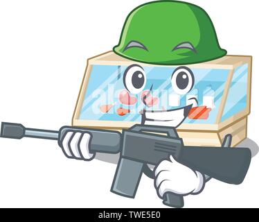 Armee Trade Counter in das Maskottchen Form Stock Vektor
