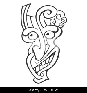 Tiki Kopf Line Art Stock Vektor