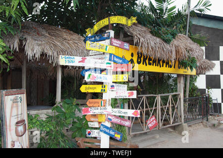 Schild vor einem Café, Malaysia Stockfoto