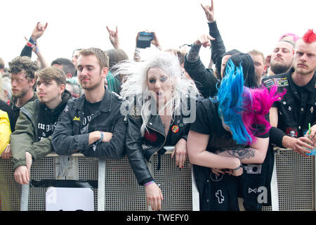 Donington Park, Castle Donington, Leicestershire, Großbritannien 16.6.2019 Behemoth auf der Hauptbühne am Download Festival durchführen Stockfoto