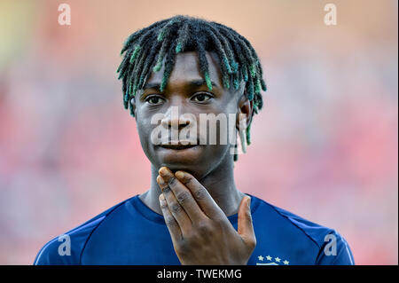 Bologna, Italien. Juni, 2019 19. Moise Kean von Italien während der UEFA EURO 2019 U-21 Championship Match zwischen Italien U-21 und U-21 in Polen Stadio Renato Dall'Ara, Bologna, Italien am 19. Juni 2019. Foto von Giuseppe Maffia. Credit: UK Sport Pics Ltd/Alamy leben Nachrichten Stockfoto