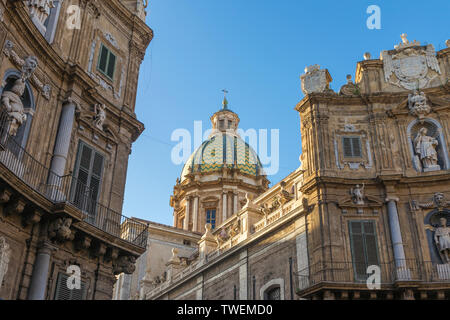 Kuppel der Kirche San Giuseppe dei Padri teatini von Quatro Canti, Palermo, Sizilien, Italien, Europa Stockfoto