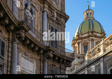 Kuppel der Kirche San Giuseppe dei Padri teatini von Quatro Canti, Palermo, Sizilien, Italien, Europa Stockfoto