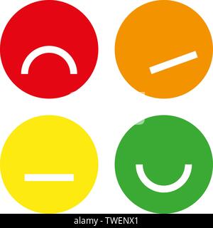 Vector Illustration. Vier einfache und flache Klassifizierung emojis für Bewertung. Stock Vektor