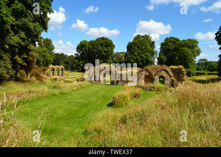 Ansicht der alten Küchen, Hailes Abbey Zisterzienserabtei, zwei Meilen nördlich von Winchcombe, Gloucestershire, England, Großbritannien Stockfoto