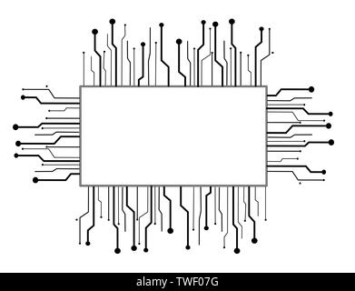 Microchip box Technologie Linie Hintergrund Stockfoto