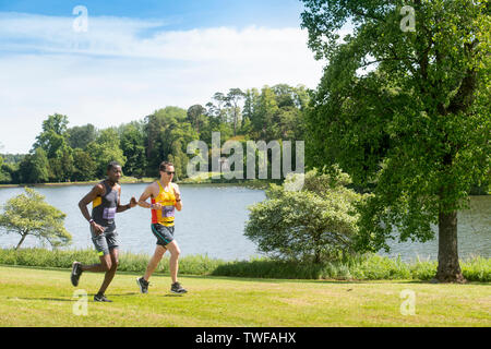 Läufer an Chris Evan's Run Fest laufen bei Bowood Haus in der Nähe von Chippenham GROSSBRITANNIEN Stockfoto