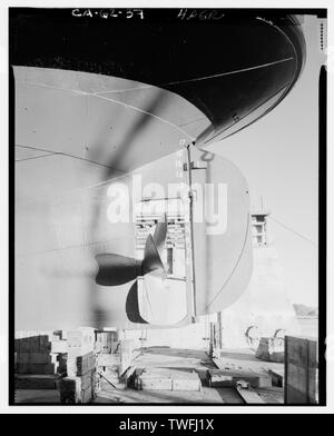 Anschluss Heck ANSICHT VON HULL, Ruder- und PROPELLER. - Dampf Schlepper HERKULES, Hyde Street Pier, San Francisco, San Francisco County, CA Stockfoto