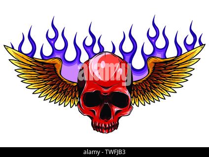 Winged Skull Sensenmann Zeichnung in einem Vintage Retro Holzschnitt geätzt oder graviert Stil Vektor Stock Vektor