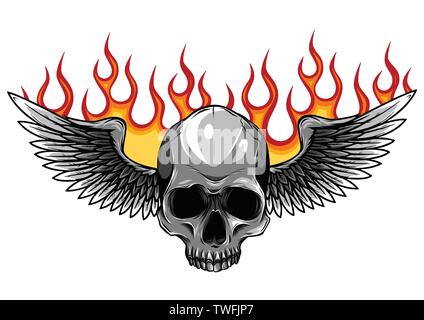 Winged Skull Sensenmann Zeichnung in einem Vintage Retro Holzschnitt geätzt oder graviert Stil Vektor Stock Vektor