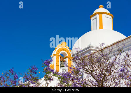 Ermida De São Sebastião und ein Jacaranda mimosifolia in Tavira, Algarve, Portugal Stockfoto