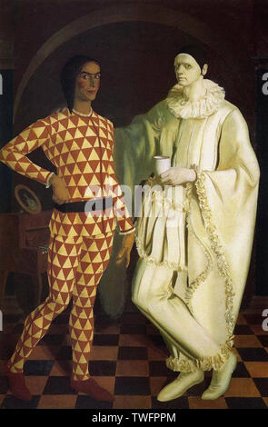 Alexandre Jacovleff - Selbstporträts Harlekin Pierrot mit Vasiliy Shukhaev 1914 Stockfoto