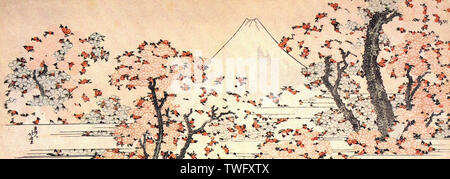 Hokusai - Mount Fuji gesehen dachte Cherry Blossom Stockfoto