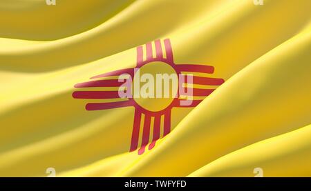 Flagge von New Mexico - Vereinigte Staaten von Amerika Länder Flaggen Sammlung. 3D-Darstellung. Stockfoto