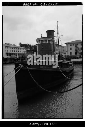 Port bug Steuerhaus angezeigt. - Dampf Schlepper HERKULES, Hyde Street Pier, San Francisco, San Francisco County, CA Stockfoto