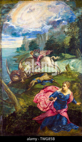 Jacopo Tintoretto, St. Georg und der Drache, Malerei, 1558 Stockfoto