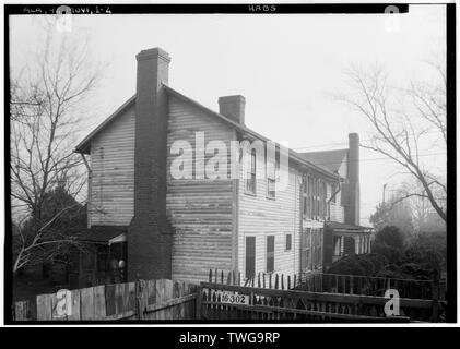 Historischer amerikanischer Gebäude Umfrage W. N. Manning, Fotograf, 8. März 1934. Hintere und seitliche Ansicht. - Henry Zeitler House, High Street, Mooresville, Limestone County, AL Stockfoto