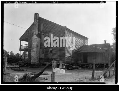 Historischer amerikanischer Gebäude Umfrage W. N. Manning, Fotograf, 12. Juni 1935. Hintere und seitliche Ansicht N.E. - Taverne und Bühne Inn, County Road 58, Greenville, Butler County, AL Stockfoto