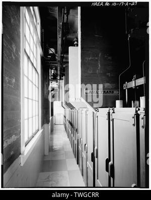 Rückseite der zentralen Steuertafel IM ZWEITEN STOCK GENERATORRAUM von kraftpaket. Blick nach Nordosten. - Boise, Boise River Diversion Dam, über Boise River, Boise, Ada County, ID Stockfoto