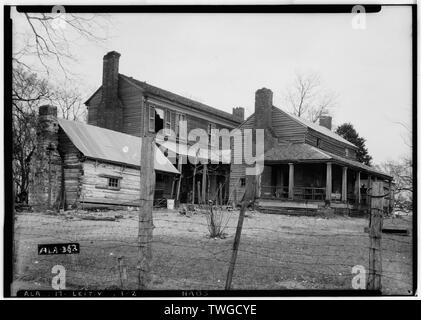 Historischer amerikanischer Gebäude Umfrage Alex Bush, Fotograf, März 28, 1935, RÜCKSEITE VON HAUS UND KÜCHE - Die Eichen, Ricks Lane, Leighton, Colbert County, AL Stockfoto