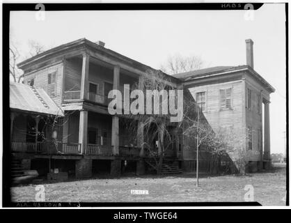 Historischer amerikanischer Gebäude Umfrage W. N. Manning, Fotograf, März 3, 1934. Ansicht von hinten. - Archibald Tyson Haus, State Highway 97 (County Road 29), Lowndesboro, Lowndes County, AL Stockfoto