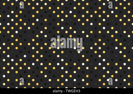 Dunkle mit gold Polka Dot. Breite nahtlose Muster Vector Hintergrund. Schwarze Oberfläche design Stock Vektor