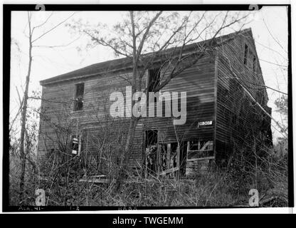 Historischer amerikanischer Gebäude Umfrage W. N. Manning, Fotograf, 20. Januar 1934. Ansicht von hinten. - Höhenlage - moffitt's Mill, Opelika, Lee County, AL Stockfoto