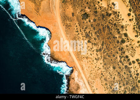 Luftaufnahme der Quobba Küste im Nordwesten von Australien. Stockfoto