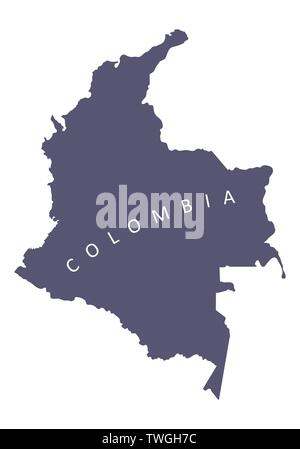 Kolumbien silhouette Karte auf weißem Hintergrund Stock Vektor