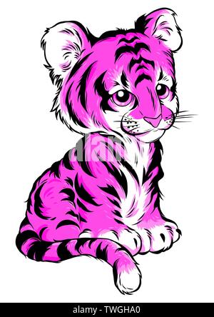 Tiger, Farbe Vector Illustration. Inschrift auf der Abbildung ist eine Hieroglyphe des Tiger Stock Vektor