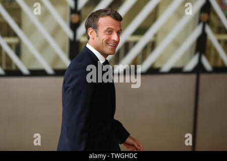 Brüssel, Belgien. Juni, 2019 20. Der französische Präsident Emmanuel Längestrich kommt für die EU-Sommer-Gipfel in Brüssel, Belgien, 20. Juni 2019. Credit: Zhang Cheng/Xinhua/Alamy leben Nachrichten Stockfoto