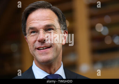 Brüssel, Belgien. Juni, 2019 20. Der niederländische Ministerpräsident Mark Rutte kommt für die EU-Sommer-Gipfel in Brüssel, Belgien, 20. Juni 2019. Credit: Zhang Cheng/Xinhua/Alamy leben Nachrichten Stockfoto