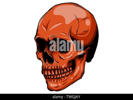 Realistische roten Schädel. Illustration für Designer auf einem weißen Hintergrund. Stock Vektor