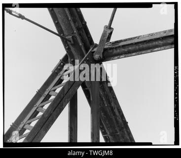 Vertreter DETAIL DER TRUSS ENDE DER VERBINDUNG M 7, Spannweite 12, Blick nach Norden. - Walnut Street Bridge, Spanning Susquehanna River bei der Walnut Street (State Route 3034), Harrisburg, Dauphin County, PA; Lucius, Albert; Phoenix Brücke Unternehmen; Dekan und Westbrook Brücke Unternehmen; Phoenix Iron Works; der Menschen Bridge Company; Wallower, Elias Zollinger; Reilly, John B; Dekan, C W; Westbrook, John A; Harrisburg und Mechanicsville Electric Railway Company; Smith, John C; Louis Berger und Mitarbeiter, Auftragnehmer; John Bowie Mitarbeiter, Auftragnehmer; benutzte Hotopp, John A, Projektleiter; Grzybowski, Susan D, Projekt Mana Stockfoto