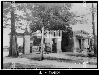 Reproduktion von alten EINGANGSTOR FOTO Alex Bush, Fotograf, 2. Januar 1935. (Foto von Herrn Henry Whitfield) - Gaineswood, 805 South Cedar Street, Demopolis, Marengo County, AL Stockfoto