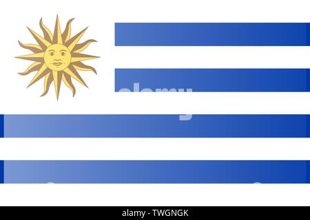 Ursprüngliche und einfache Uruguay Flagge isoliert in den offiziellen Farben und Anteil korrekt Stock Vektor