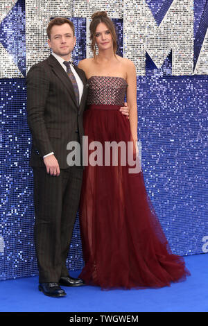 Die UK-Premiere von "Rocketman" im Odeon Luxe - Ankunft mit: Taron Egerton, Emily Thomas Wo: London, Großbritannien Wann: 20. Mai 2019 Credit: Mario Mitsis/WENN.com Stockfoto