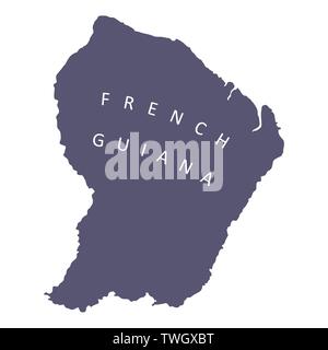 Französisch-guayana silhouette Karte auf weißem Hintergrund Stock Vektor