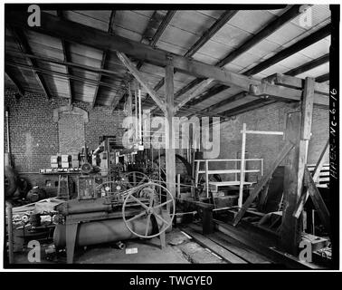 Randall Seite, Fotograf, April 1978. Innenansicht der POWER HOUSE. - Glencoe Cotton Mills, State Route 1598 und 1600, Glencoe, Alamance County, NC Stockfoto